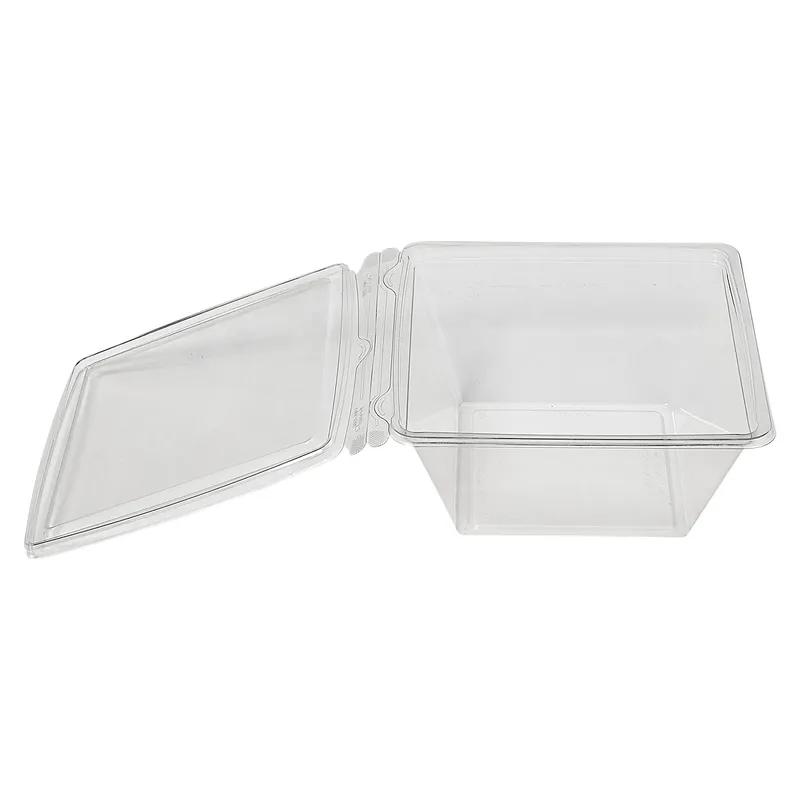 Fresh N' Sealed® Bowl & Lid Combo With Flat Lid Large (LG) 48 OZ PET Clear Square Hinged 120/Case