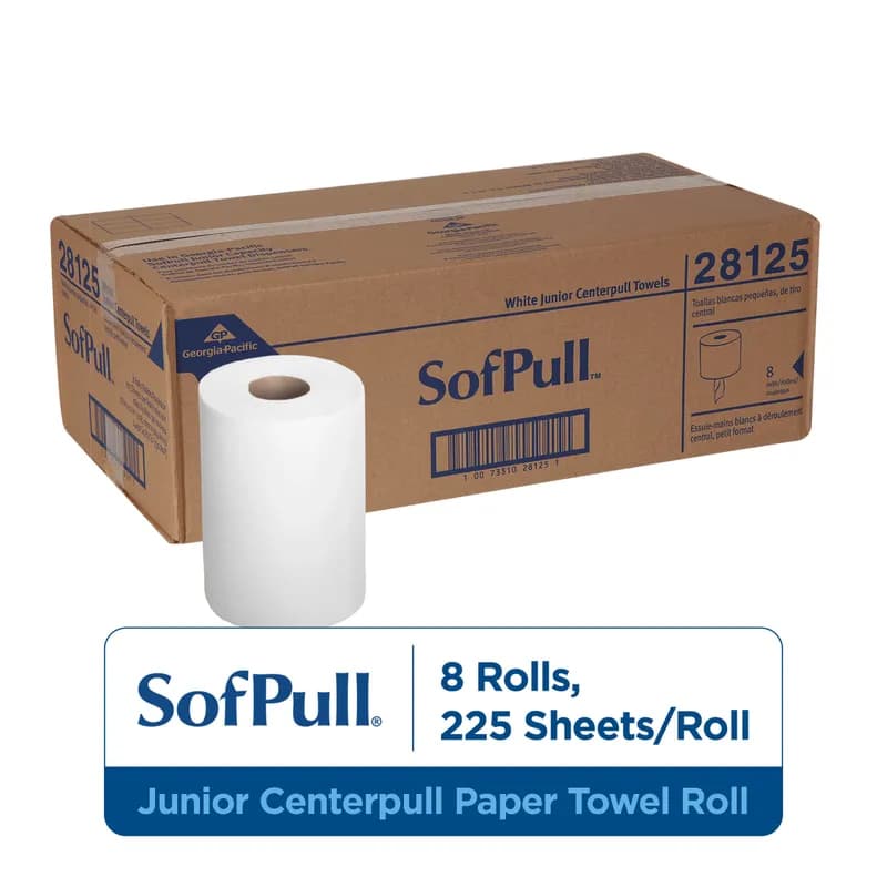 Sofpull® Roll Paper Towel 14.8X7.8 IN 1PLY White Centerpull 225 Sheets/Roll 8 Rolls/Case 1800 Sheets/Case