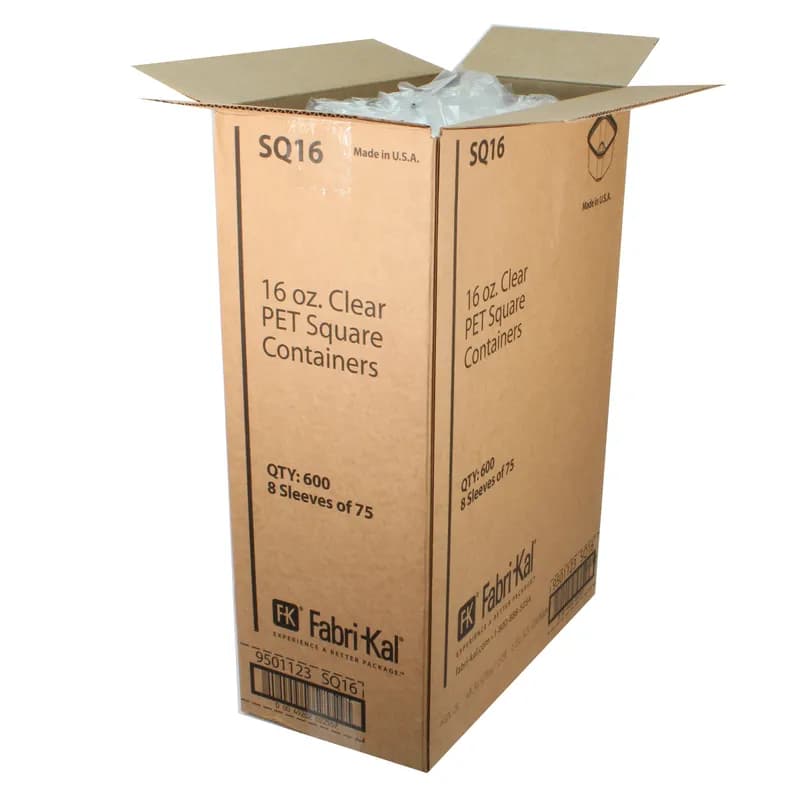 Recycleware® Deli Container Base 16 OZ RPET Clear Square 600/Case