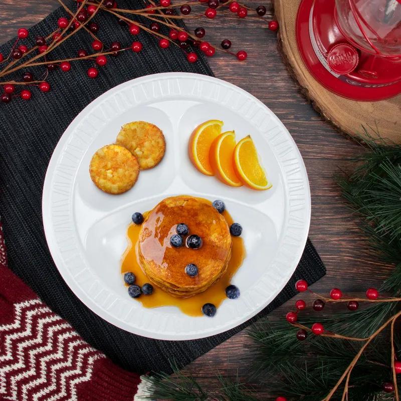 Dart® Quiet Classic® Plate 10.25X1.26 IN 3 Compartment XPS White Round 125 Count/Pack 4 Packs/Case 500 Count/Case