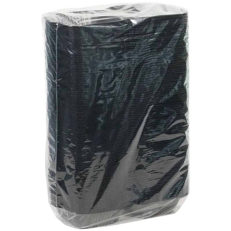 Sandwich Take-Out Container Hinged With Dome Lid 5.8X5.8X3.3 IN Polystyrene Foam Black Square Closing Tabs 504/Case