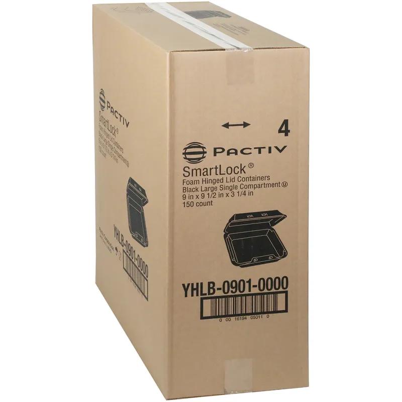 Take-Out Container Hinged With Dome Lid 9X9.1X3.3 IN Polystyrene Foam Black Square 150/Case