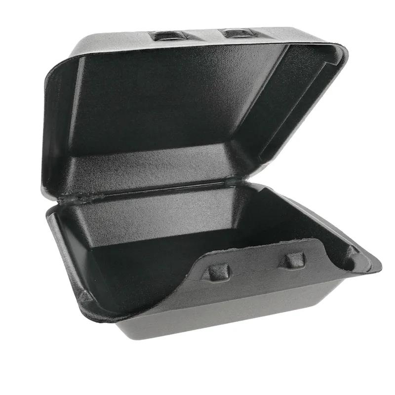 Take-Out Container Hinged With Dome Lid 9X9.1X3.3 IN Polystyrene Foam Black Square 150/Case