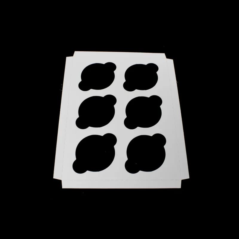 Cupcake Insert Jumbo 11.9375X8.9375X0.625 IN 6 Compartment Cardboard White Kraft 100/Case