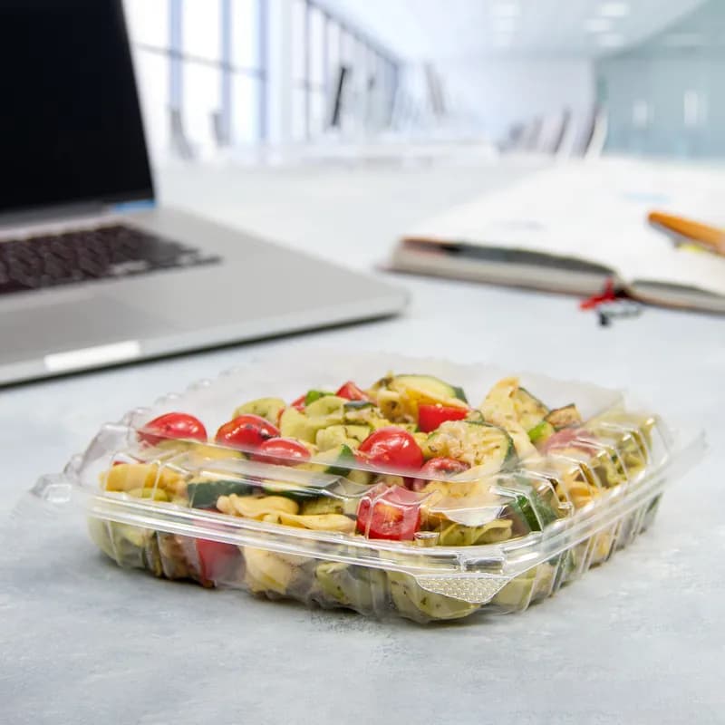 Dart® ClearSeal® Take-Out Container Hinged 8.3X8.3X2 IN OPS Clear Square Shallow 125 Count/Pack 2 Packs/Case