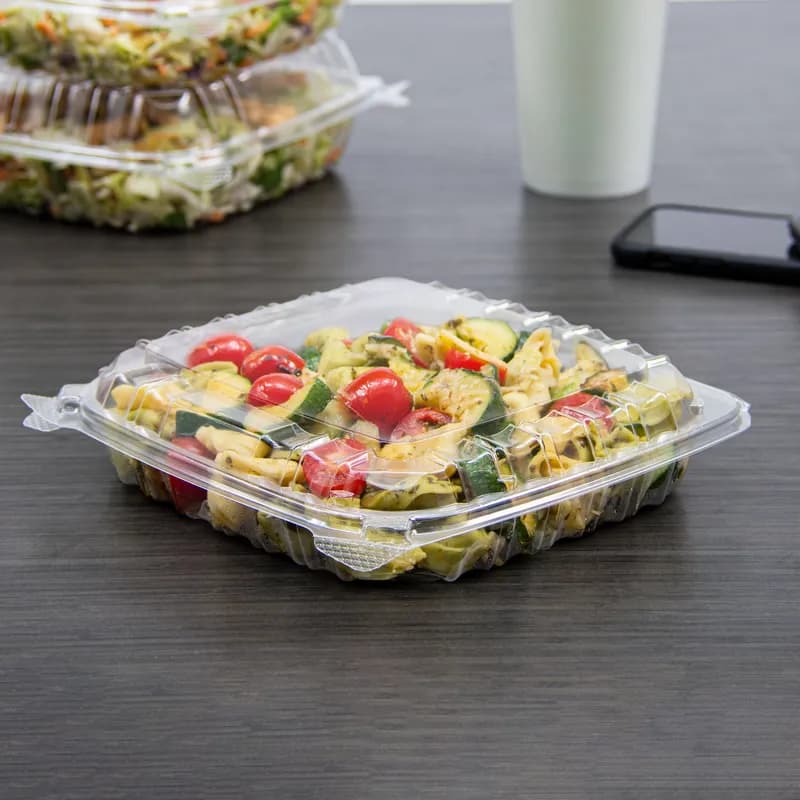 Dart® ClearSeal® Take-Out Container Hinged 8.3X8.3X2 IN OPS Clear Square Shallow 125 Count/Pack 2 Packs/Case