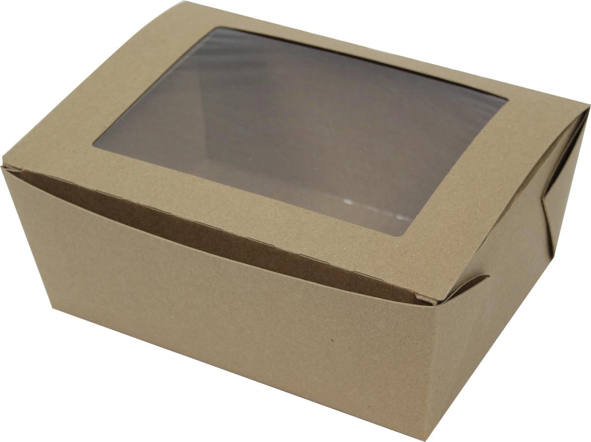 Bio-Plus View® #4 Take-Out Box 8.75X6.5X3.5 IN Paper Kraft Rectangle 140/Case
