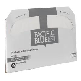 Pacific Blue Basic Toilet Seat Cover 17X14.5 IN 1PLY White Half-Fold 250 Sheets/Pack 20 Packs/Case 5000 Sheets/Case