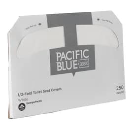 Pacific Blue Basic Toilet Seat Cover 17X14.5 IN 1PLY White Half-Fold 250 Sheets/Pack 20 Packs/Case 5000 Sheets/Case