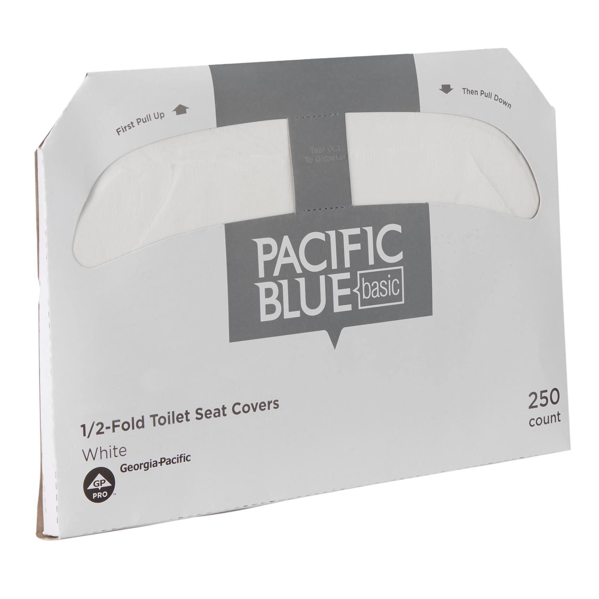 Pacific Blue Basic Toilet Seat Cover 17X14.5 IN 1PLY White Half-Fold 250 Sheets/Pack 20 Packs/Case 5000 Sheets/Case