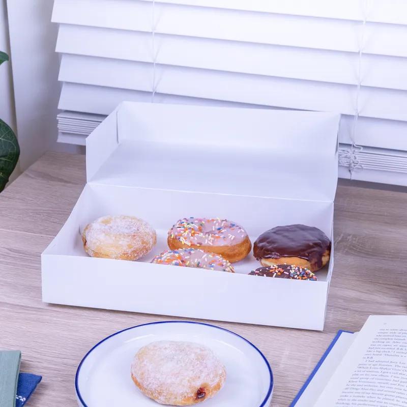 Donut Box 6 CT 12X8X2.25 IN SBS Paperboard White Automatic 200/Case