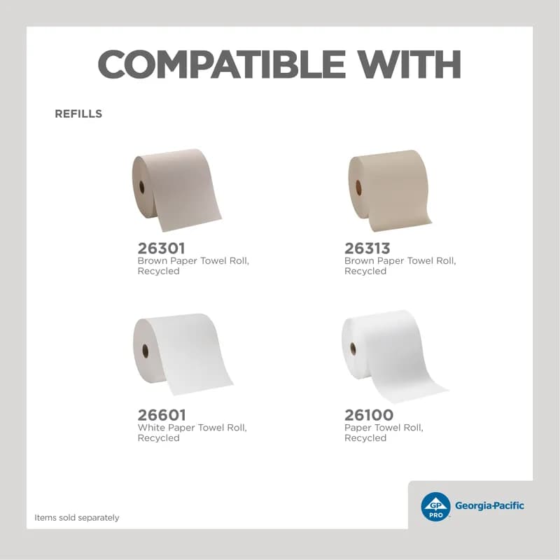 Georgia-Pacific Pro® Paper Towel Dispenser Universal 10.6X12.5 IN Wall Mount Black Push Paddle 1/Each