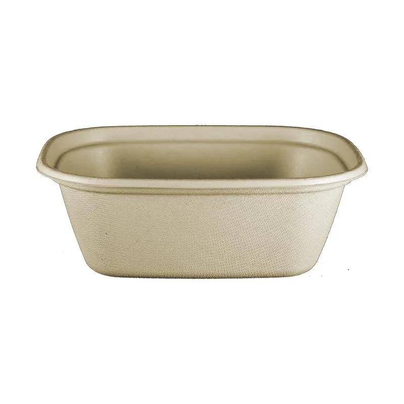 Take-Out Container Base Large (LG) 8.7X6.7X3.1 IN PLA Pulp Fiber Kraft Rectangle 400/Case