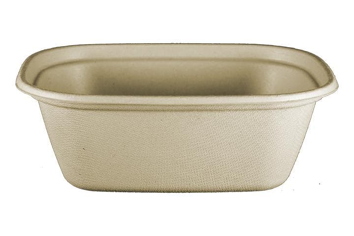 Take-Out Container Base Large (LG) 8.7X6.7X3.1 IN PLA Pulp Fiber Kraft Rectangle 400/Case