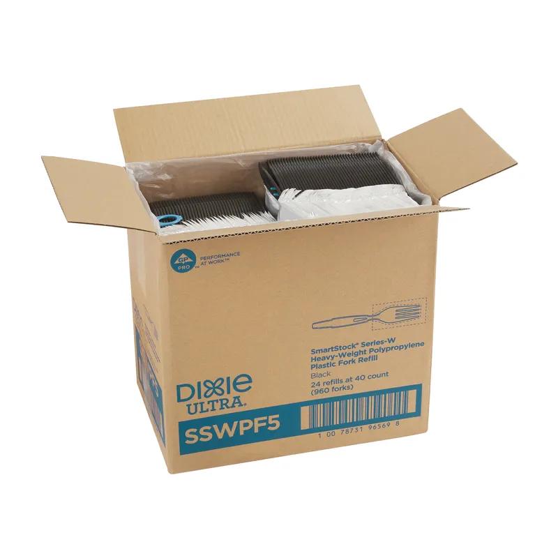 Dixie® Ultra SmartStock® Series-W Fork PP Black Heavyweight Individually Wrapped Refill 960/Case
