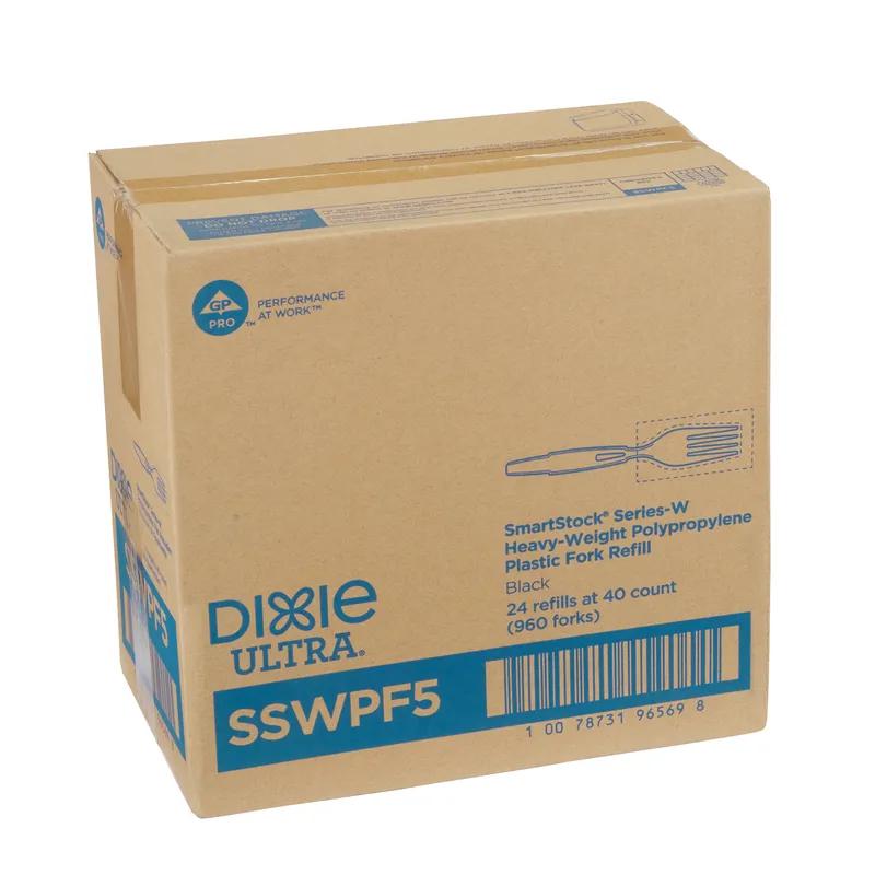 Dixie® Ultra SmartStock® Series-W Fork PP Black Heavyweight Individually Wrapped Refill 960/Case