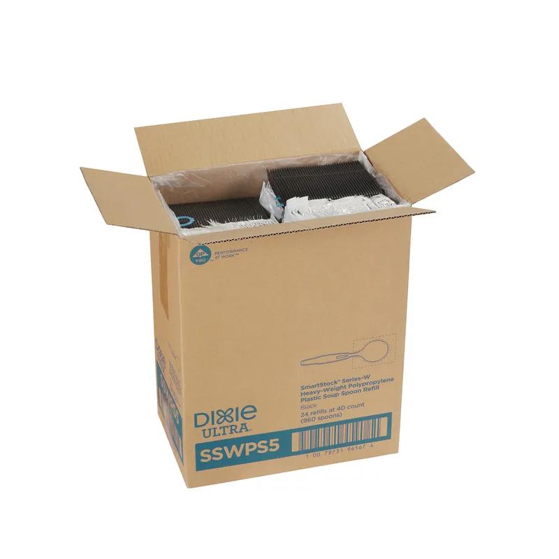 Dixie® Ultra SmartStock® Series-W Soup Spoon PP Black Heavyweight Individually Wrapped Refill 960/Case