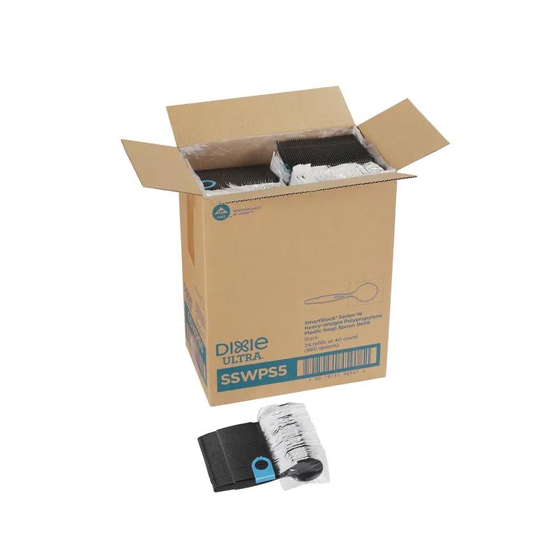 Dixie® Ultra SmartStock® Series-W Soup Spoon PP Black Heavyweight Individually Wrapped Refill 960/Case