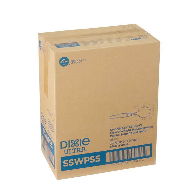 Dixie® Ultra SmartStock® Series-W Soup Spoon PP Black Heavyweight Individually Wrapped Refill 960/Case