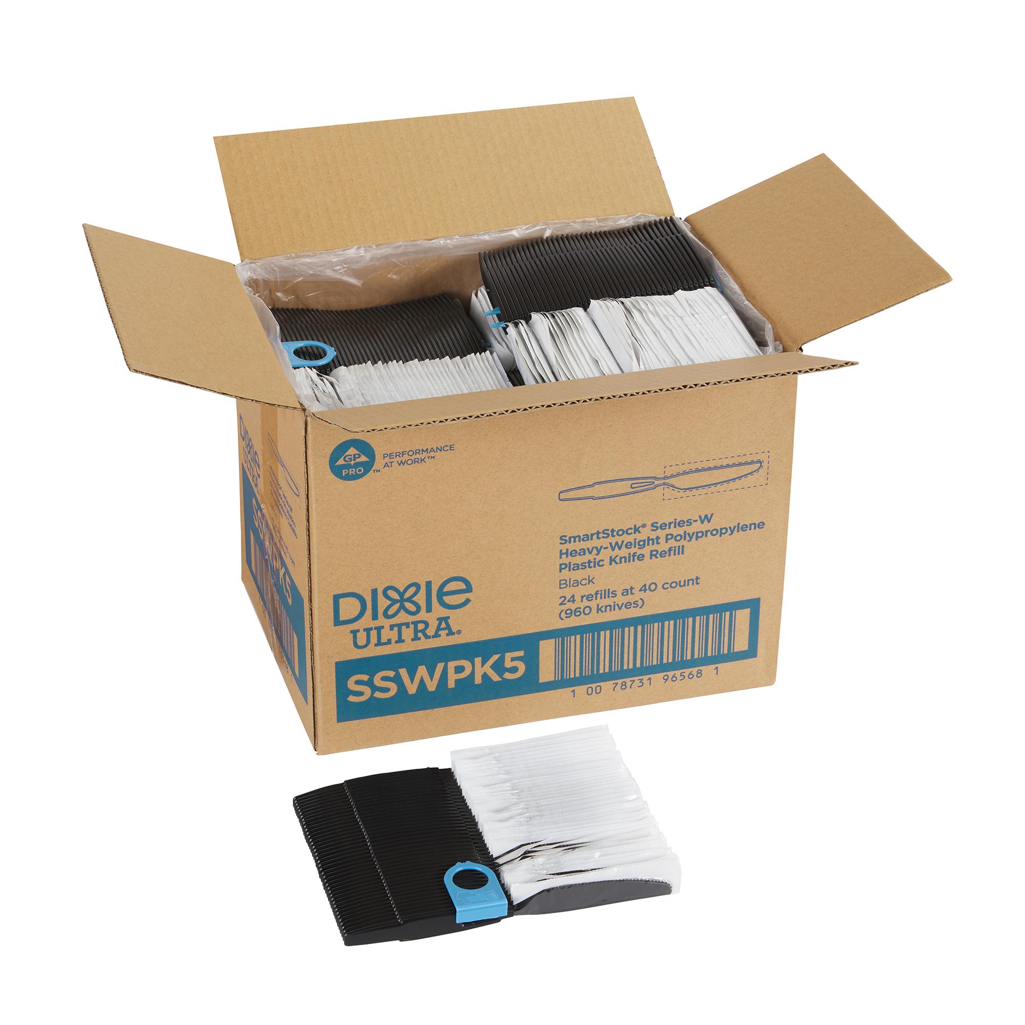 Dixie® Ultra SmartStock® Series-W Knife PP Black Heavyweight Individually Wrapped Refill 960/Case