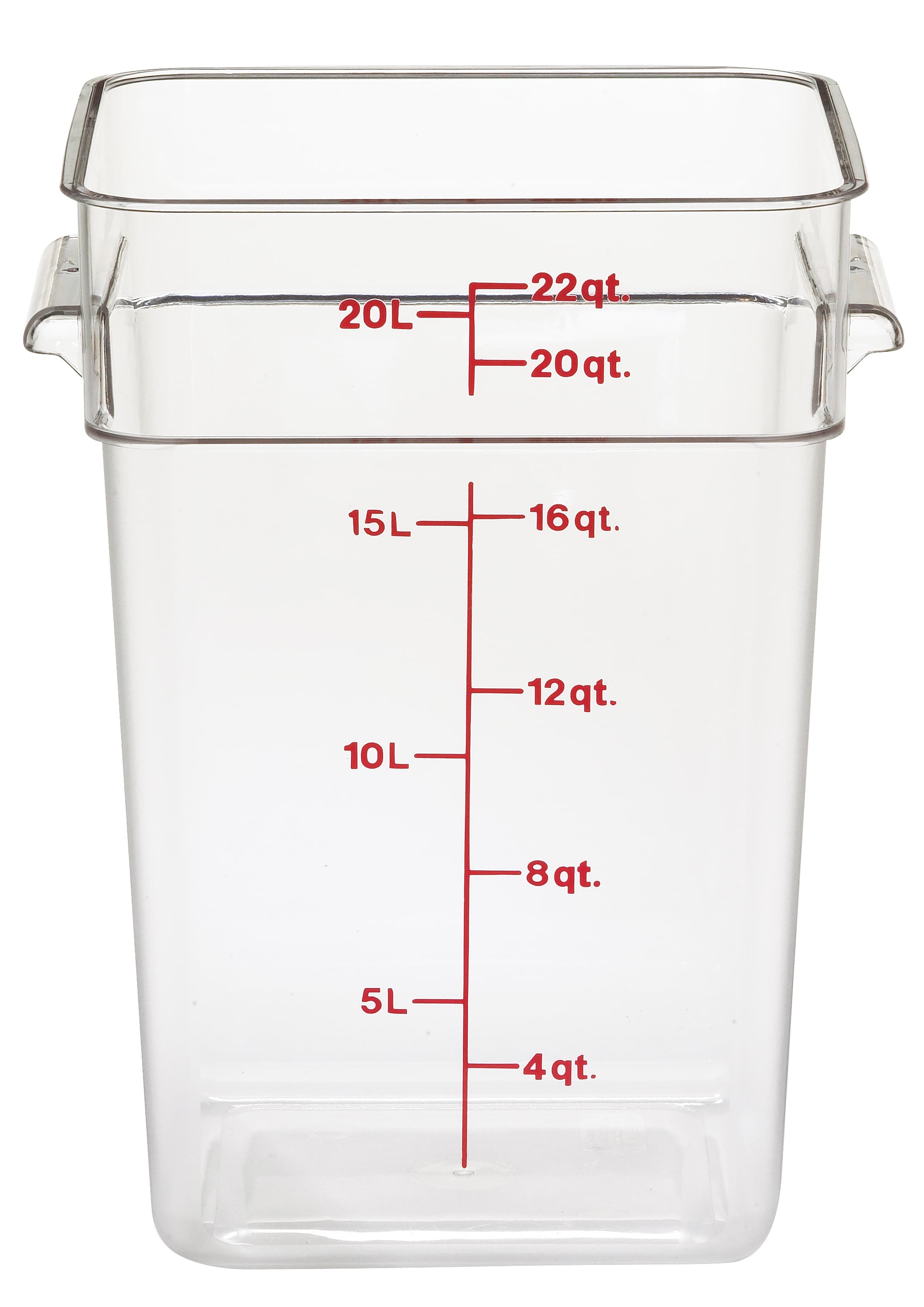 Camwear® CamSquares® Food Storage Container 22 QT Clear Square PC With Handles 1/Each