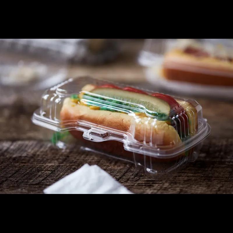 Hoagie & Sub Take-Out Container Hinged With Dome Lid 6.5X2.75X2.25 IN HIPS OPS Clear Rectangle Small 250/Case