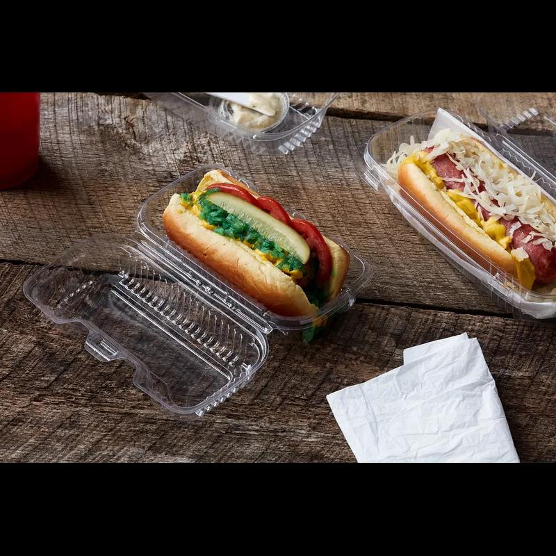 Hoagie & Sub Take-Out Container Hinged With Dome Lid 6.5X2.75X2.25 IN HIPS OPS Clear Rectangle Small 250/Case