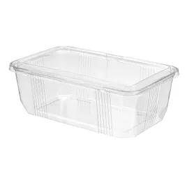 Safe-T-Fresh® Deli Container Hinged With Flat Lid 128 OZ RPET Clear Rectangle 60/Case