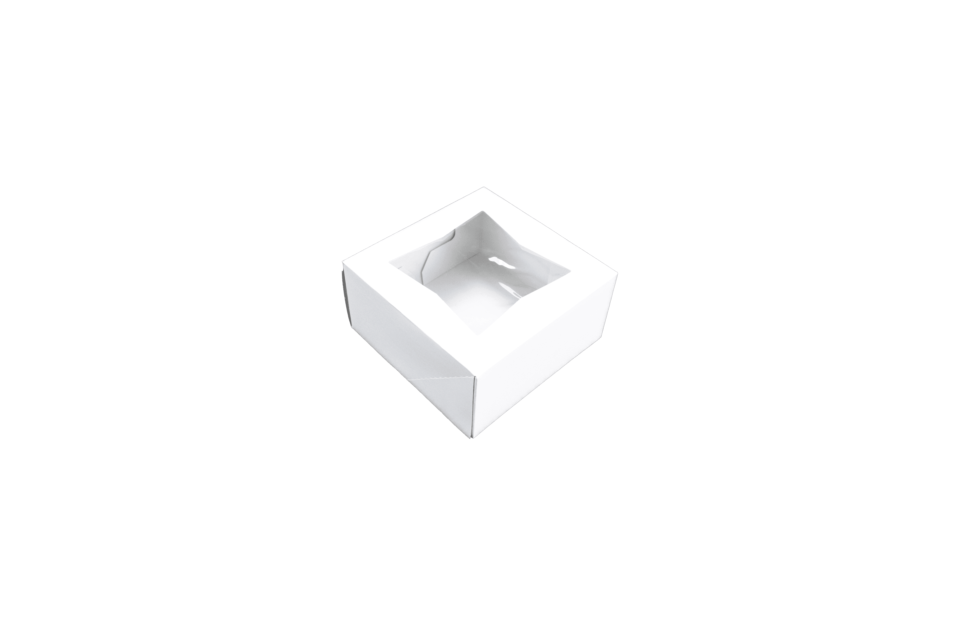 Bakery Box 6X6X3 IN SBS Paperboard White Square Lock Corner Tuck Top With Window 200/Case