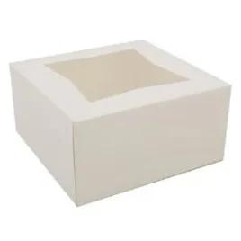 Bakery Box 6X6X3 IN SBS Paperboard White Square Lock Corner Tuck Top With Window 200/Case
