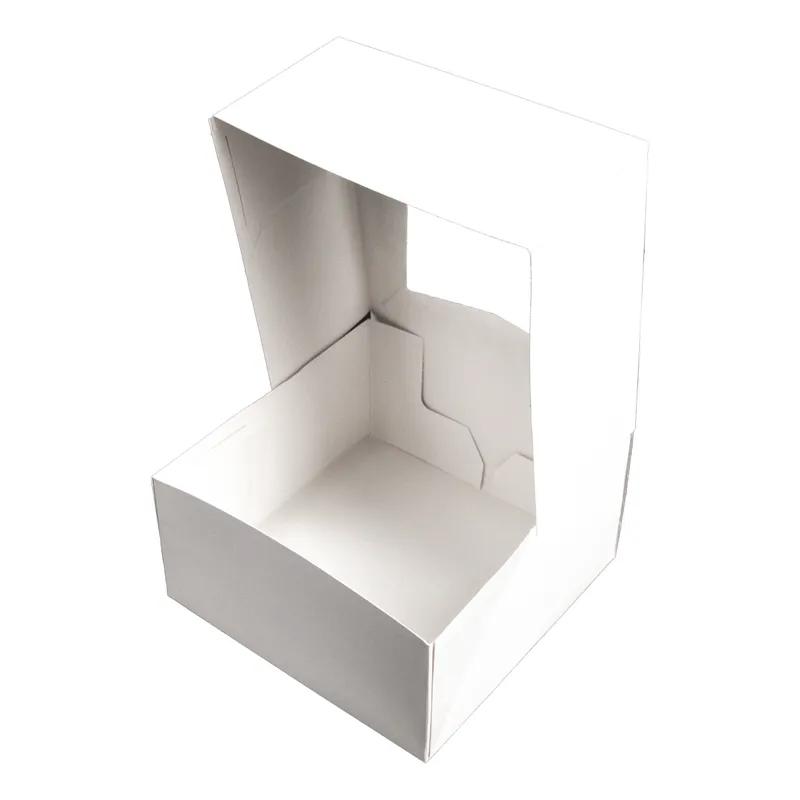 Bakery Box 6X6X3 IN SBS Paperboard White Square Lock Corner Tuck Top With Window 200/Case