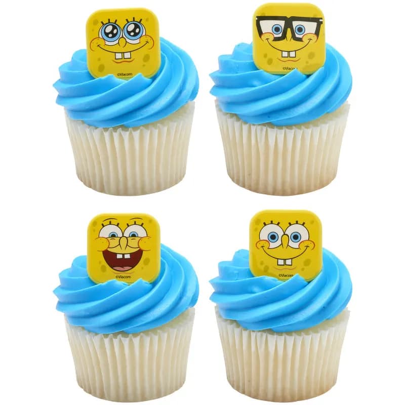 Cake & Cupcake Topper Ring Plastic Multicolor SpongeBob SquarePants 144/Pack