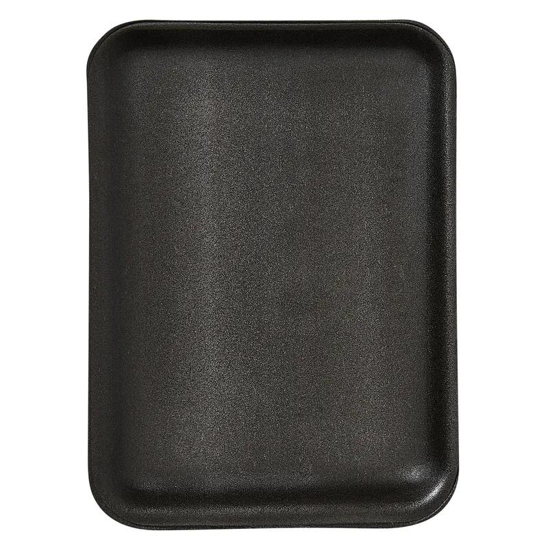 20S Meat Tray 6.31X8.63X0.63 IN Polystyrene Foam Black Rectangle Heavy 500/Case