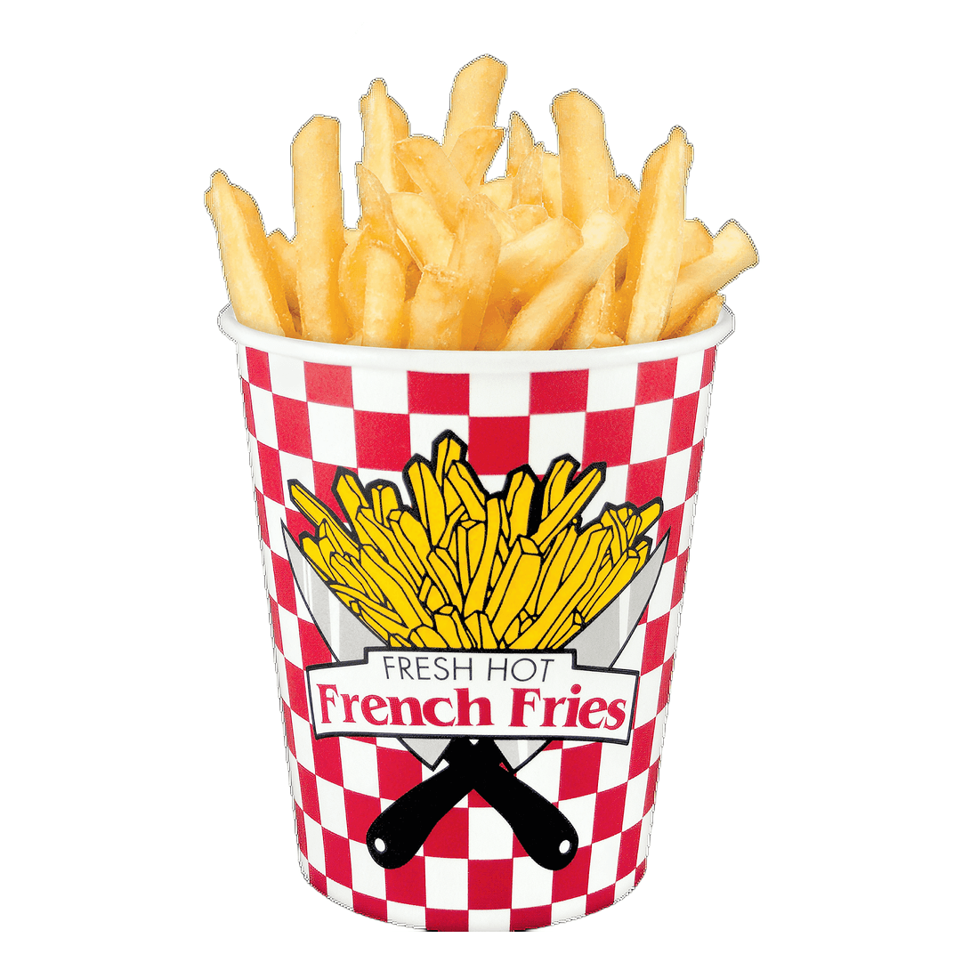 French Fry Cup & Scoop 16 OZ Paper Multicolor Round Bulk 1000/Case