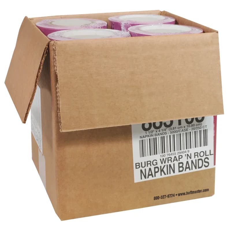 Napkin Bands 4.25X1.5 IN Burgundy Paper 250 Count/Pack 20 Packs/Case 5000 Count/Case