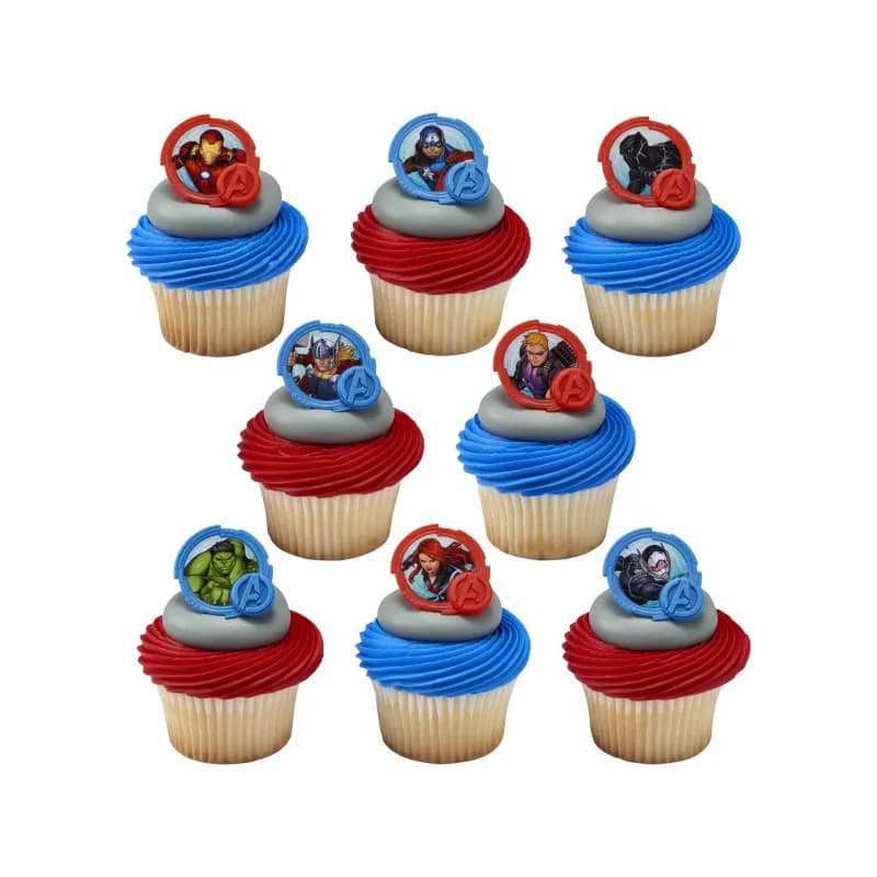 Cake & Cupcake Topper Ring Plastic Multicolor Marvel Avengers 144/Pack