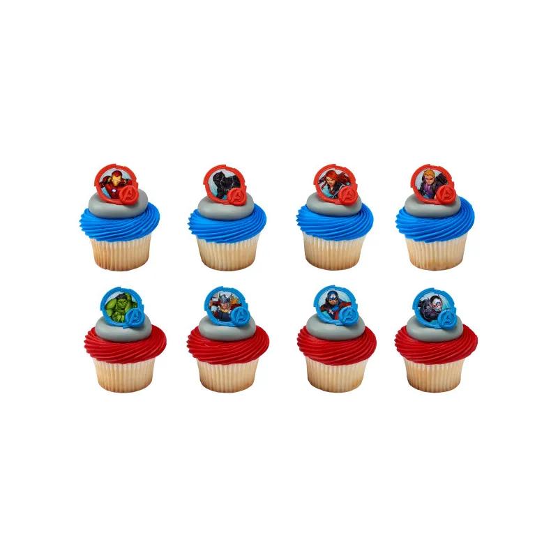 Cake & Cupcake Topper Ring Plastic Multicolor Marvel Avengers 144/Pack