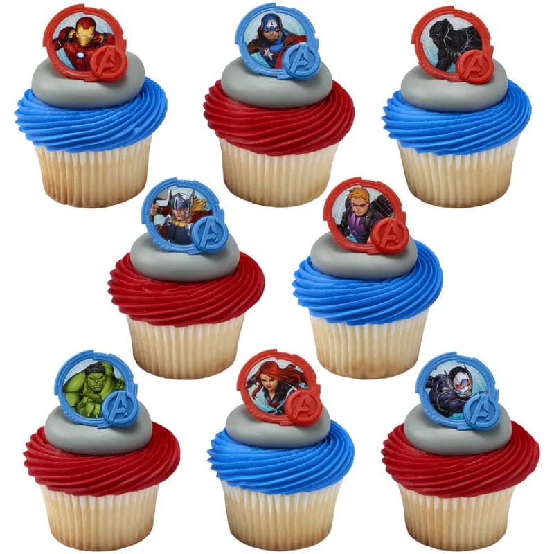 Cake & Cupcake Topper Ring Plastic Multicolor Marvel Avengers 144/Pack