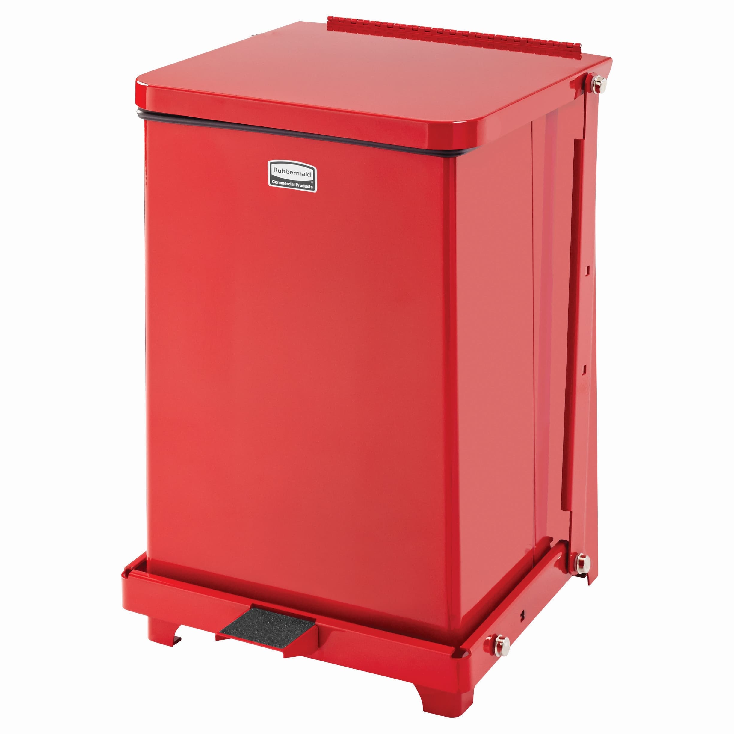 Defenders® Biohazard 1-Stream Trash Can 10.50X10.50X14.25 IN 4 GAL Red Metal Step-On With Plastic Liner 1/Each