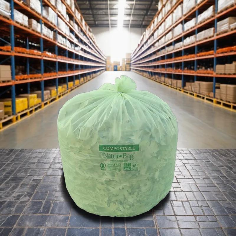Compostable Liner 35X44 IN 39 GAL Green Plastic 1MIL 100/Case