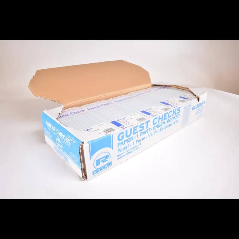 Guest Check Paper Green 1-Part Booked 16 Line 10 Count/Pack 5 Packs/Case 50 Count/Case