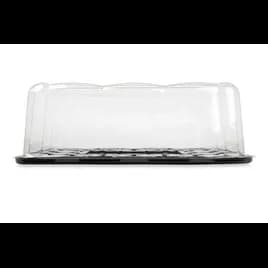 1/4 Sheet Cake Tray & Lid Combo With Dome Lid PET Black Clear Scalloped Medium Weight 50/Case