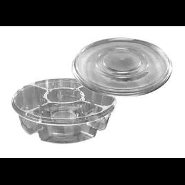 Deli Container Base & Lid Combo With Flat Lid 13 IN 4 Compartment PET Clear Round 50/Case
