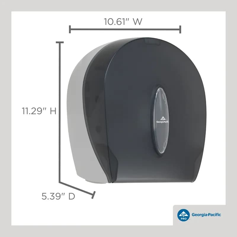 Georgia-Pacific Pro® Toilet Paper Dispenser 5.39X10.61 IN Translucent Smoke 1-Roll Jumbo Jr (JRT) High Capacity 1/Each