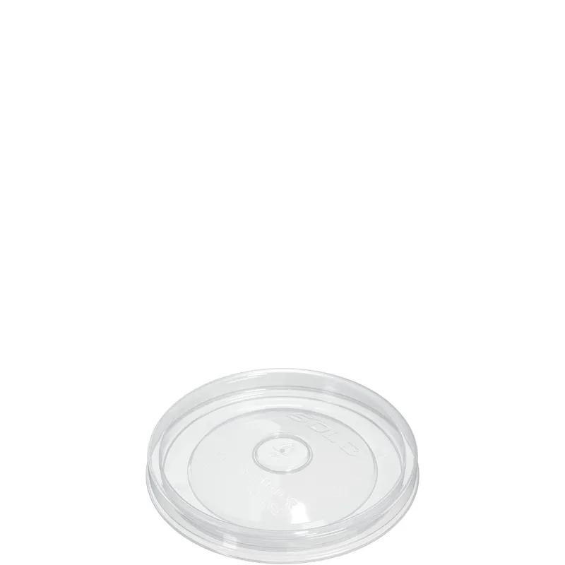 Solo® Flexstyle® Lid Flat 3.956X0.443 IN 1 Compartment PP Clear Round For 16 OZ Soup Cup 50 Count/Pack 10 Packs/Case