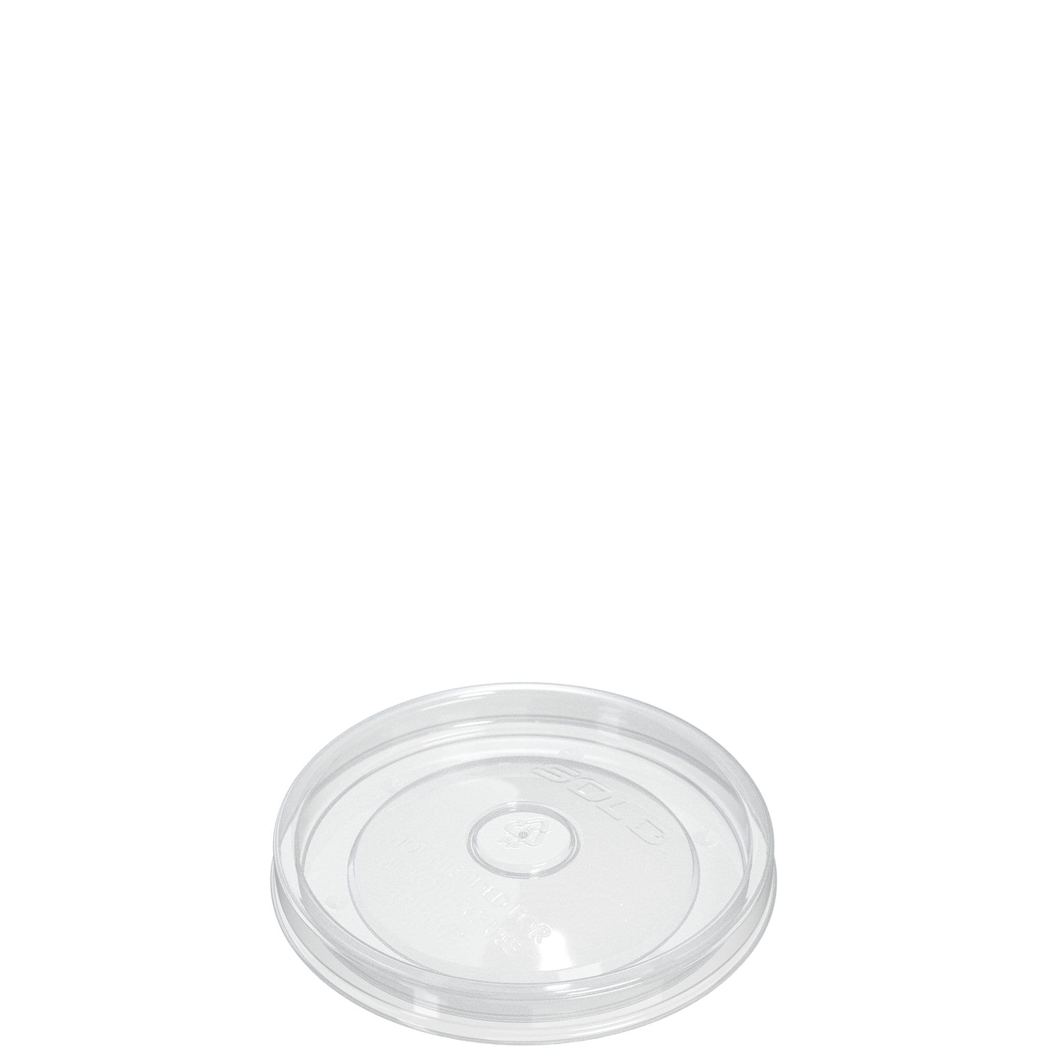 Solo® Flexstyle® Lid Flat 3.956X0.443 IN 1 Compartment PP Clear Round For 16 OZ Soup Cup 50 Count/Pack 10 Packs/Case