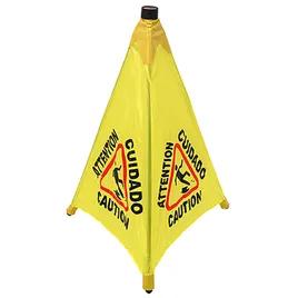 Impact® Safety Cone 31 IN Yellow Black Plastic Pop-Up Trilingual Mountable Private Labeling Area 1 IN x 1.75 IN 1/Each