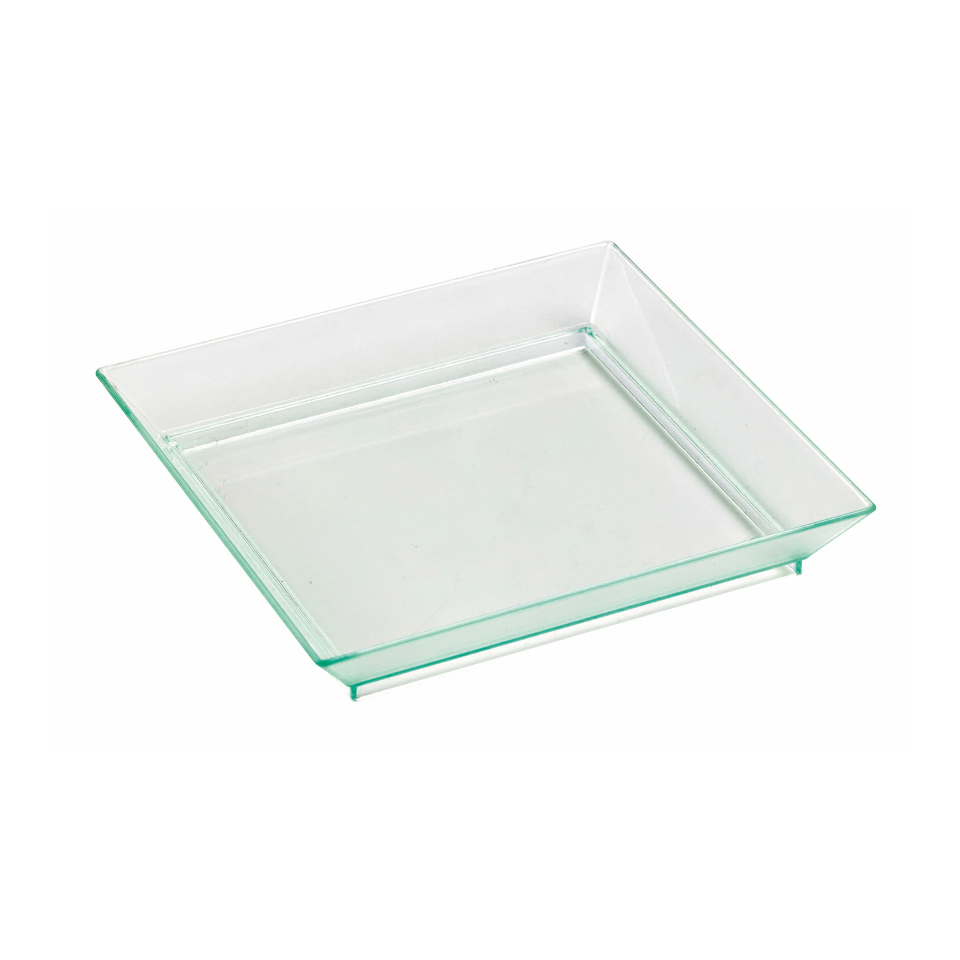 Plate 4X4X0.64 IN Plastic Translucent Green Square Freezer Safe 25 Count/Pack 4 Packs/Case 100 Count/Case