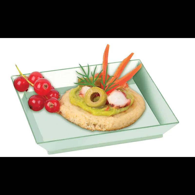 Plate 4X4X0.64 IN Plastic Translucent Green Square Freezer Safe 25 Count/Pack 4 Packs/Case 100 Count/Case