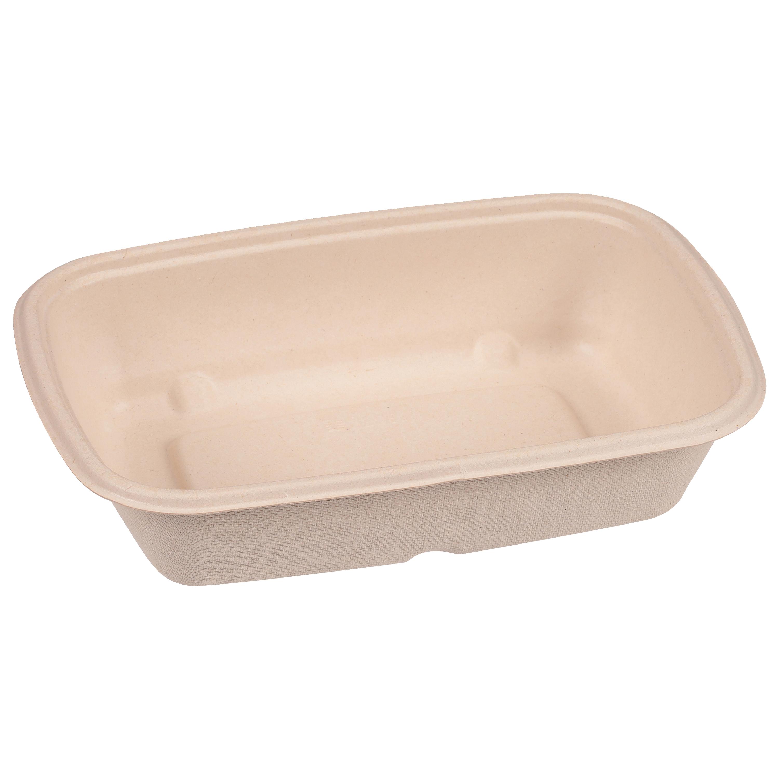 Take-Out Container Base 28 OZ 8.5X6.3X1.9 IN Pulp Fiber PLA Kraft Rectangle 150/Case